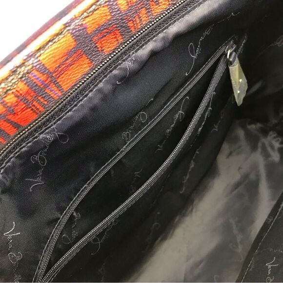 Very Bradley Red Blue Linear Graphic Double Handle Like New Travel Tote - Picture 15 of 16